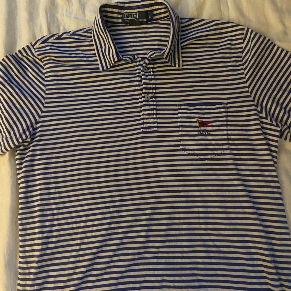 Ralph Lauren Men's Blue Striped Polo Shirt